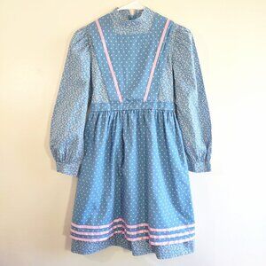 Vintage Youngland Couture Pinafore Floral Dress Cottagecore Praire Girl Size 12